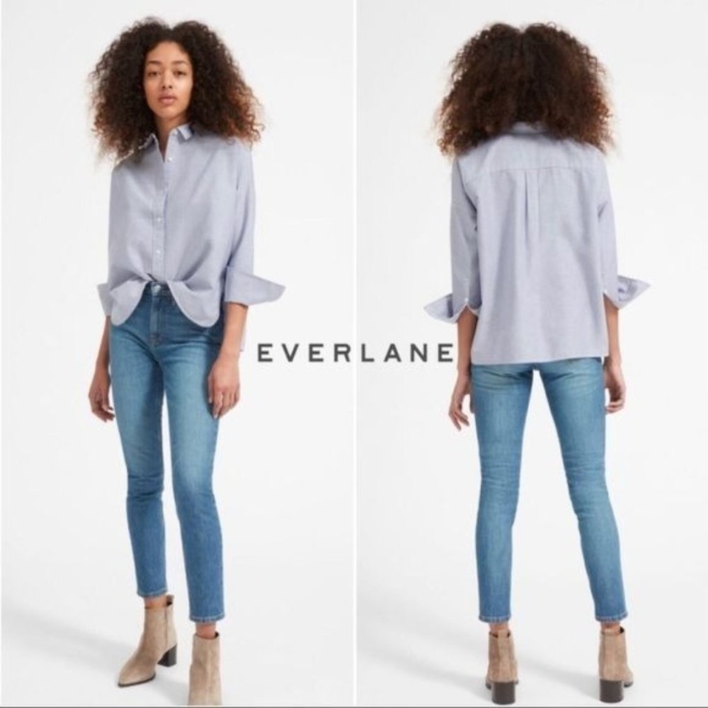 Everlane Oversize Oxford Square Shirt Boxy Fit Japanese Cotton Blue Chambray 6